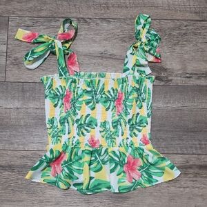 Chance Or Fate Tropical Leaf Print Top with Straps